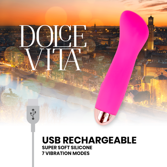 Vibratore ricaricabile Dolce Vita One rosa con 7 velocità, dispositivo di stimolazione personale, visibile immagine del prodotto
