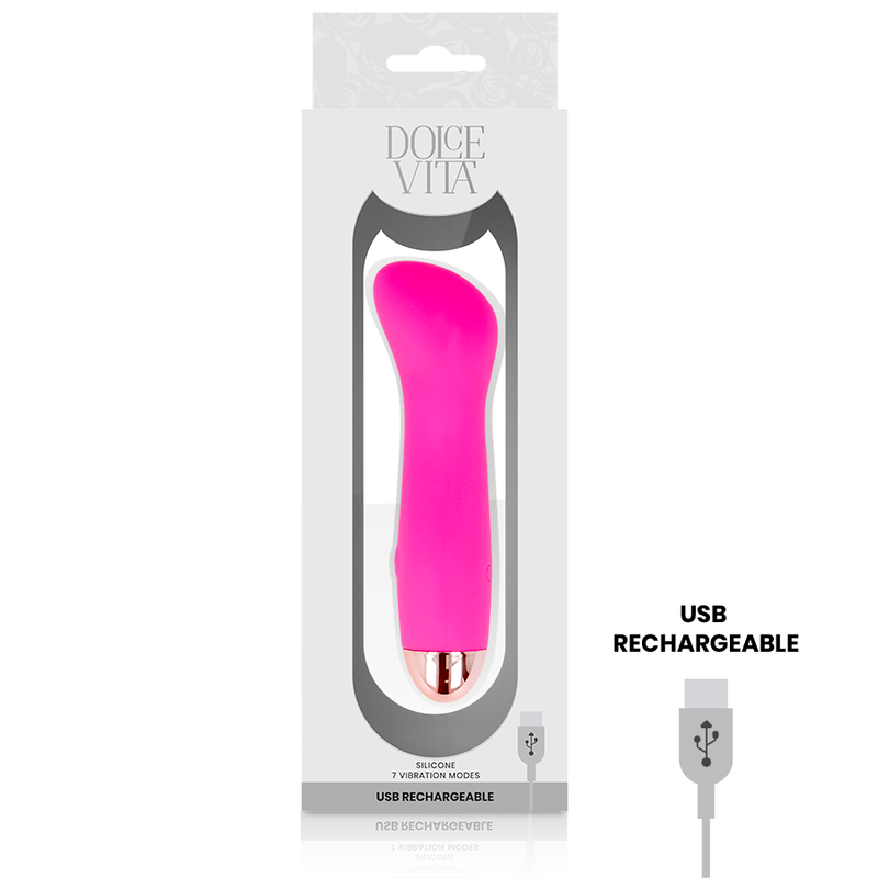 Vibratore ricaricabile Dolce Vita One rosa con 7 velocità, compatto e ergonomico per il piacere personale.