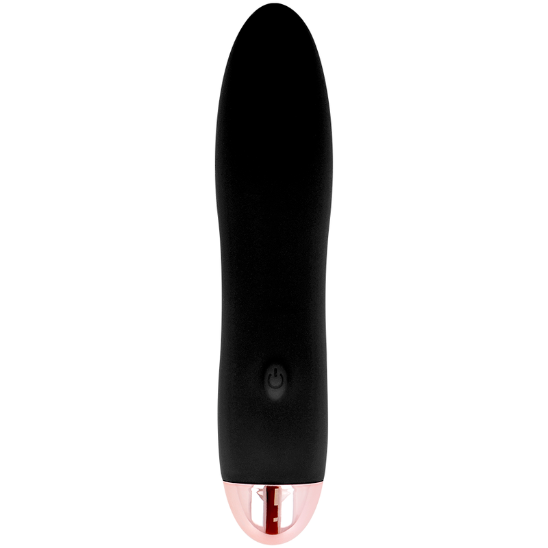 Vibratore ricaricabile Dolce Vita nero con quattro modalità e 7 velocità, design elegante e compatto in immagine.