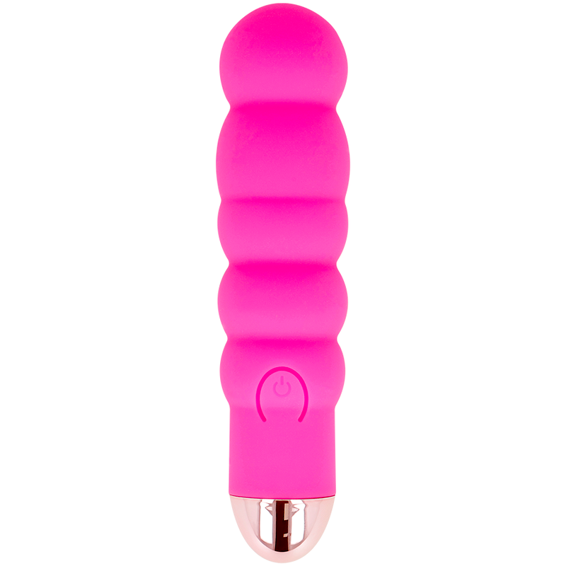 Vibratore ricaricabile Dolce Vita Sei Rosa con 7 velocità, design elegante e compatto, in modo realistico e color rosa.