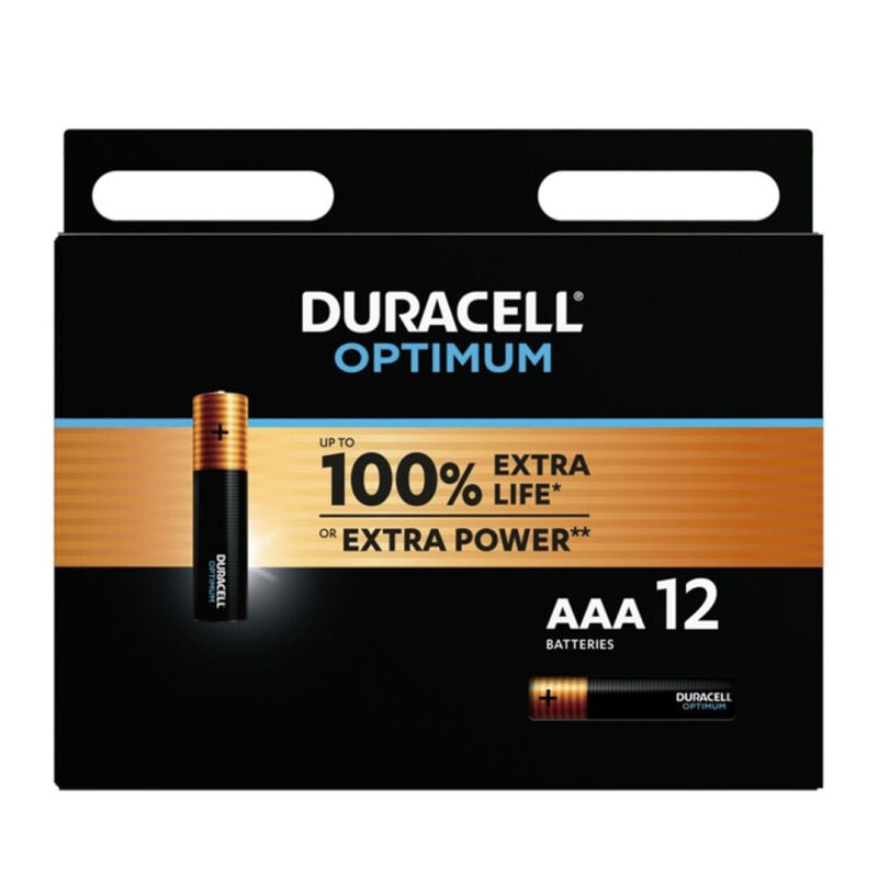 Batterie alcaline Duracell Optimum AAA LR03, confezione da 12 unità, con pile nuove e pronte all'uso