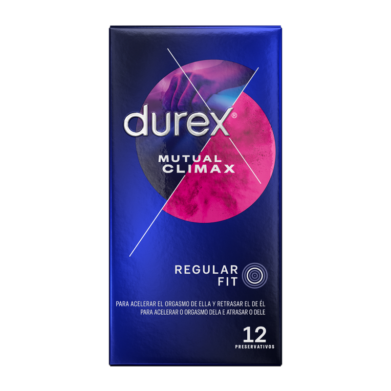 Confezione di 12 preservativi Durex Climax Mutuo, confezione con profilattici Durex Condoms per maggiore piacere condiviso.