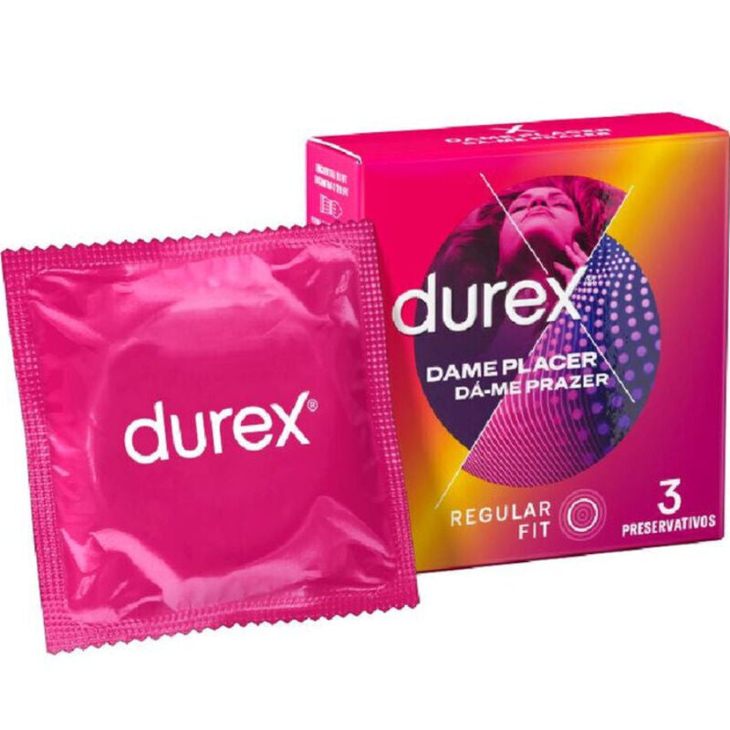 Confezione di 3 preservativi Durex Dame Placer, profilattici femminili per maggiore piacere e sicurezza.