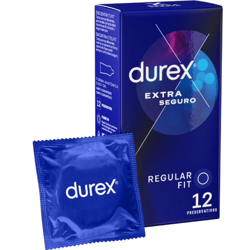 Confezione di 12 preservativi Durex Extra Sicuro, confezione con profilattici Durex per maggiore sicurezza.