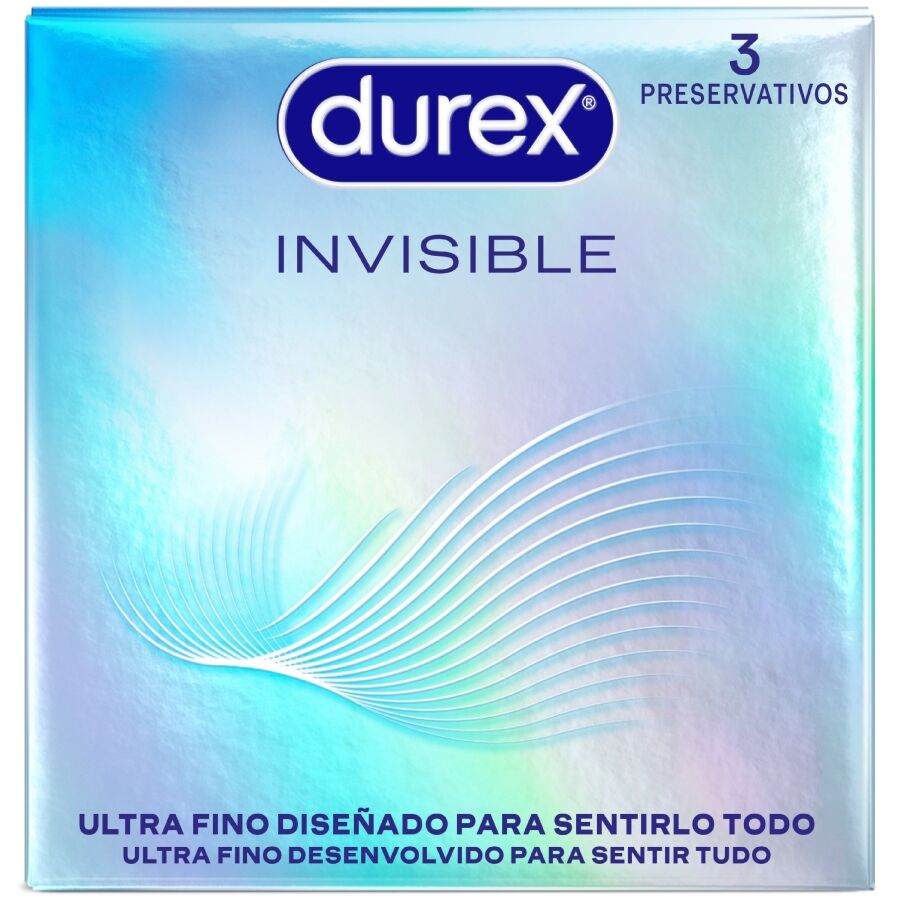 Preservativi invisibili Durex Ultra Sottili, confezione da 3 unità, confezione con profilatura sottile e trasparente