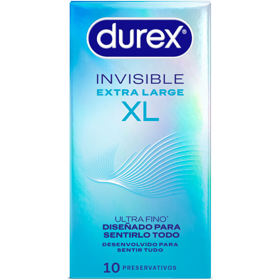 Preservativi invisibili XL Durex Contraceptivi, confezione con 10 unità di preservativi sottili e resistenti.