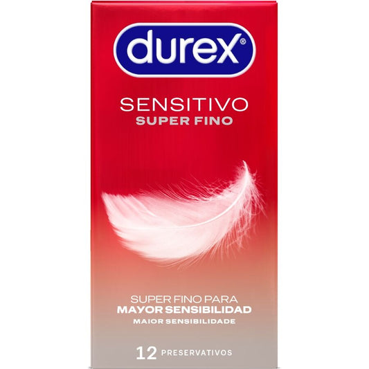 Confezione di 12 preservativi Durex Super Sottili Sensitive, condom sottili e delicati per maggiore sensibilità.
