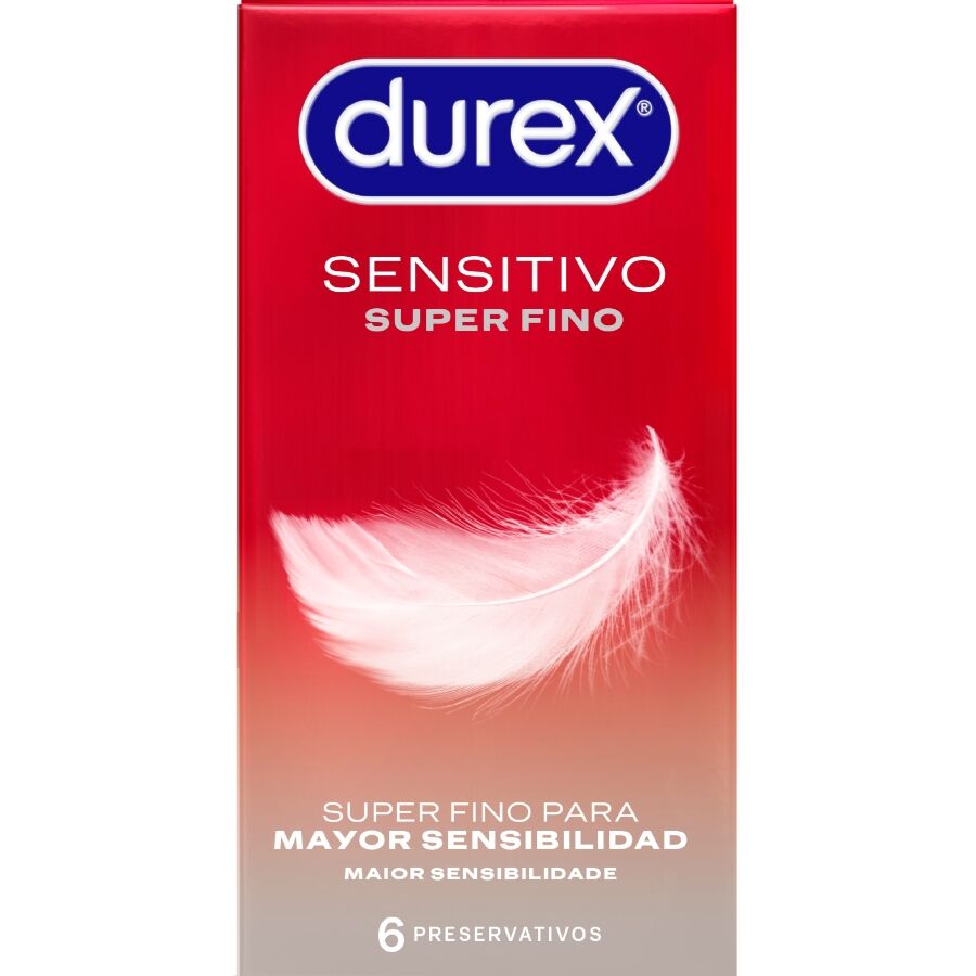Preservativi Durex Super Sottili Sensitive, confezione da 6 unità, con design sottile e resistente, ideali per sensazioni naturali