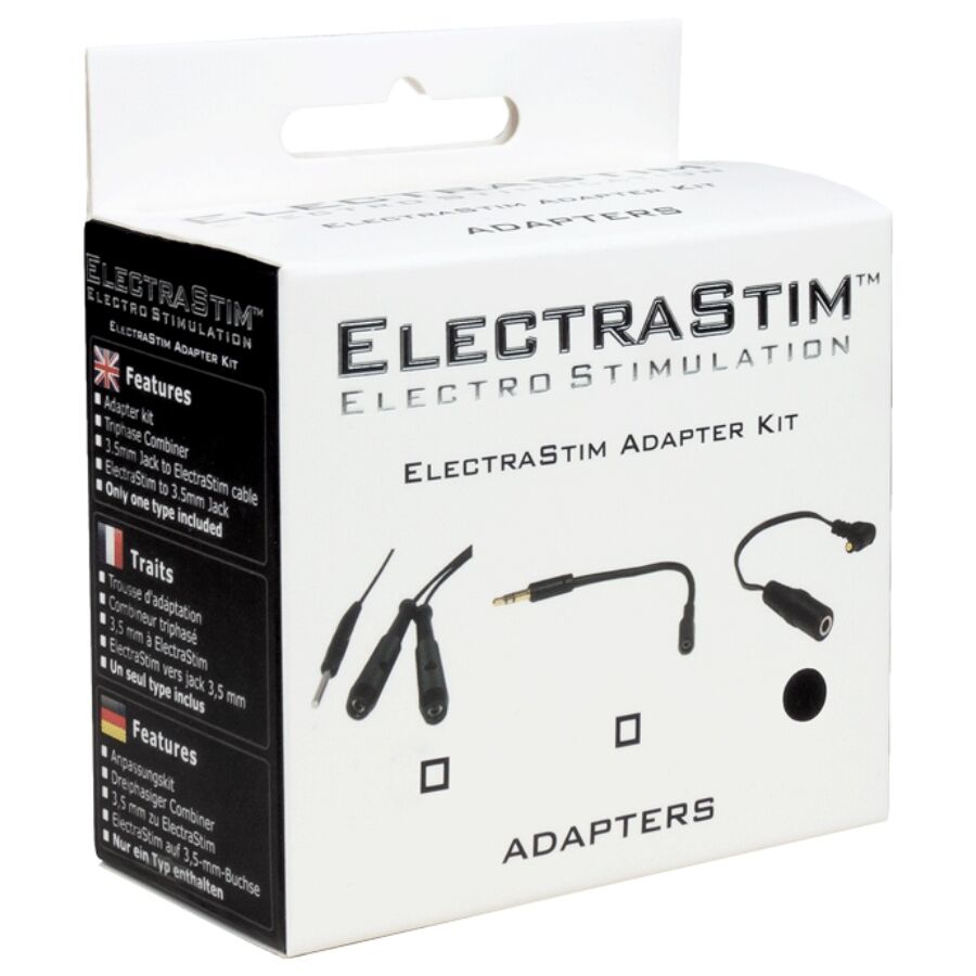 Adattatore standard Electrastim per presa da 3,5 mm, con connettore maschio e femmina, compatibile con dispositivi Electrastim.