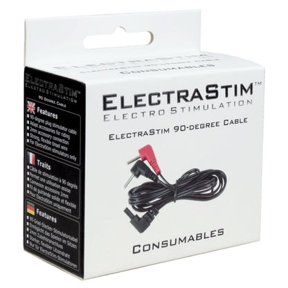 Cavi stimolatori ElectraStim a 90 gradi per dispositivi di stimolazione elettrica, con connettori robusti e design ergonomico.