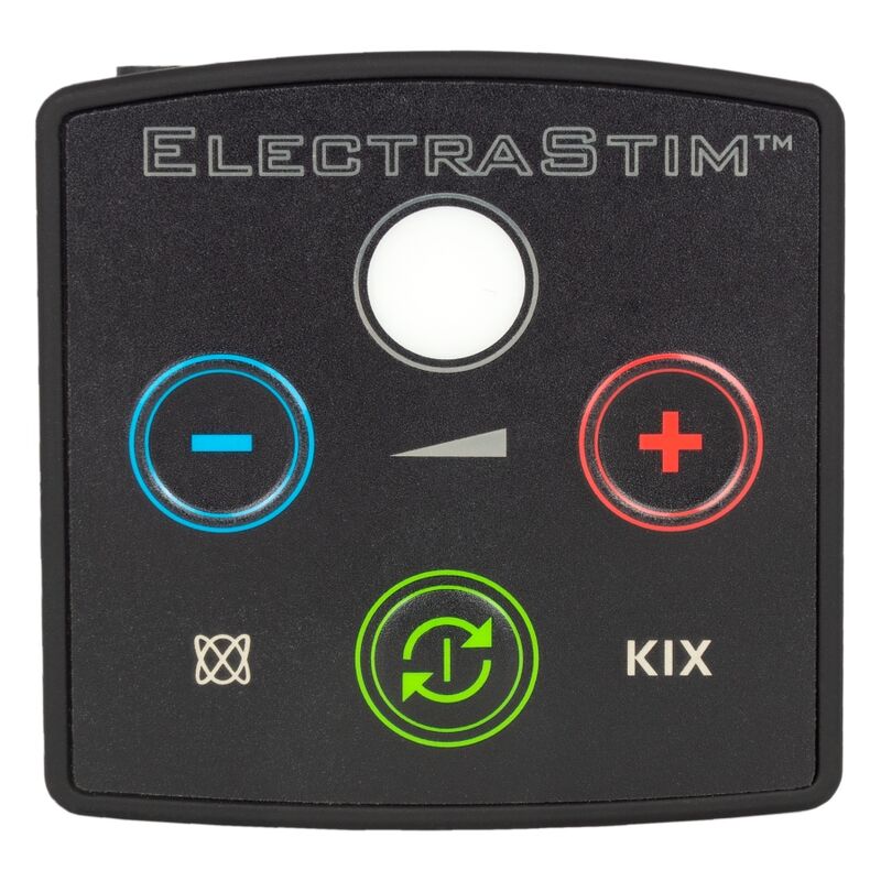 Stimolatore sessuale Electrastim Kix con superficie liscia e dettagliata, in uso per piacere personale.