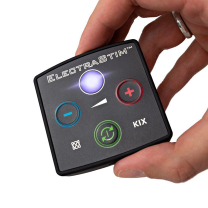 Stimolatore sessuale Electrastim Kix, dispositivo elettronico compatto con controlli e design ergonomico, visibile in immagine.