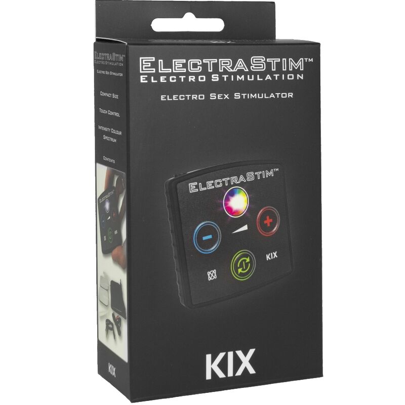Stimolatore sessuale Electrastim KIX con design compatto e leve di controllo, ideale per piacere e benessere intimo.