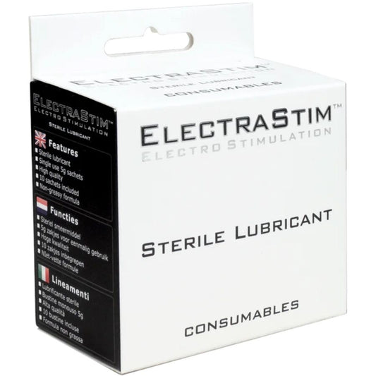 Lubrificante sterile ELECTRASTIM in confezione da 10 unità, gel trasparente e privo di profumo per uso medico e terapeutico