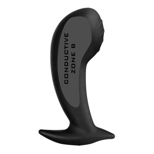 Stimolatore del punto G nonna in silicone nero di Electrastim, dispositivo compatto e ergonomico per piacere e benessere.