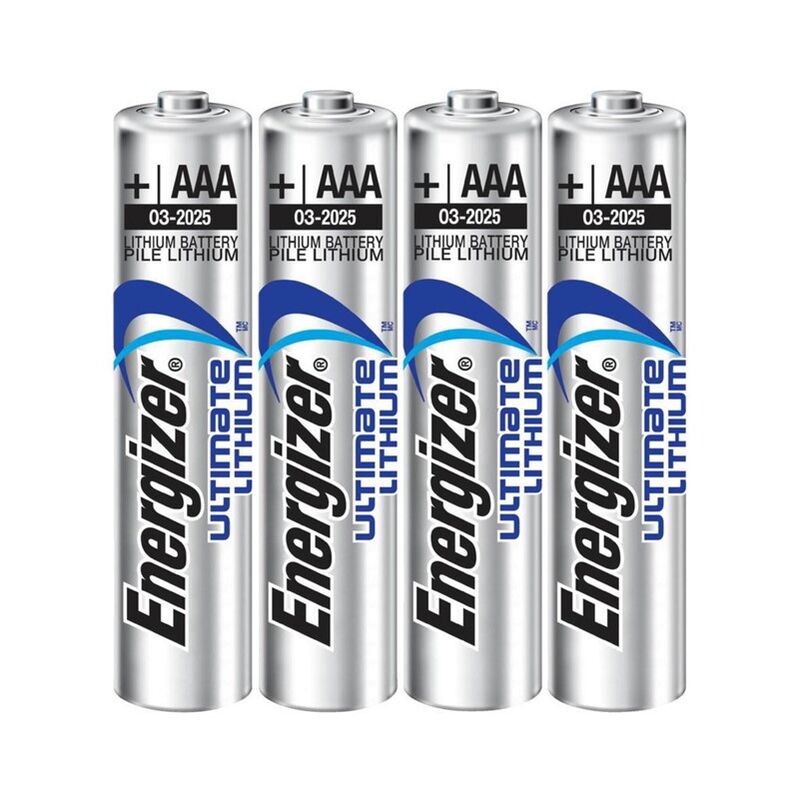 Pile AAA al litio Energizer Ultimate LR03 1,5V, confezione da 4, immagini delle batterie in confezione.