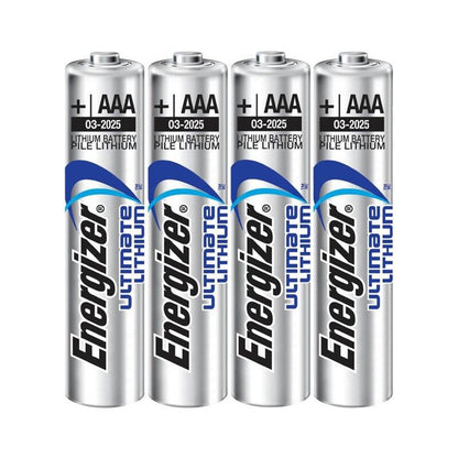 Pile AAA al litio Energizer Ultimate LR03 1,5V, confezione da 4, immagini delle batterie in confezione.