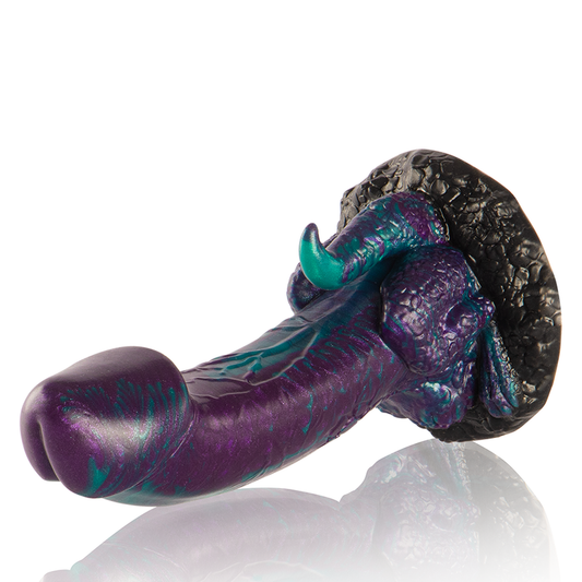 Dildo doppio piacere EPIC, basilisco, dimensione piccola, con dettagli realistici e superficie liscia, ideale per stimolazione duale.