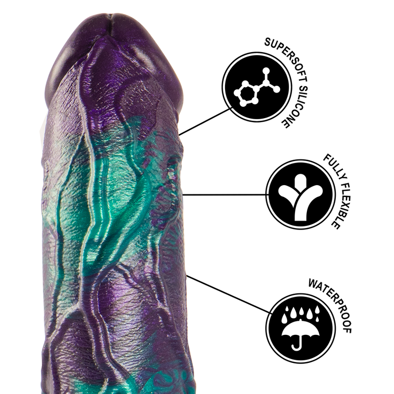 Dildo doppio EPIC Basilisco Doppio Piacere Scamuto grande, dettagli realistici e design di alta qualità, immagine frontale.