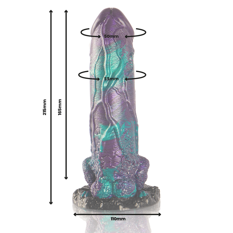 Dildo doppio piacere EPIC Basilisco grande taglia, con superficie scamuto e dettagli realistici, visibile in immagine.