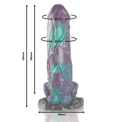 Dildo doppio piacere EPIC Basilisco grande taglia, con superficie scamuto e dettagli realistici, visibile in immagine.