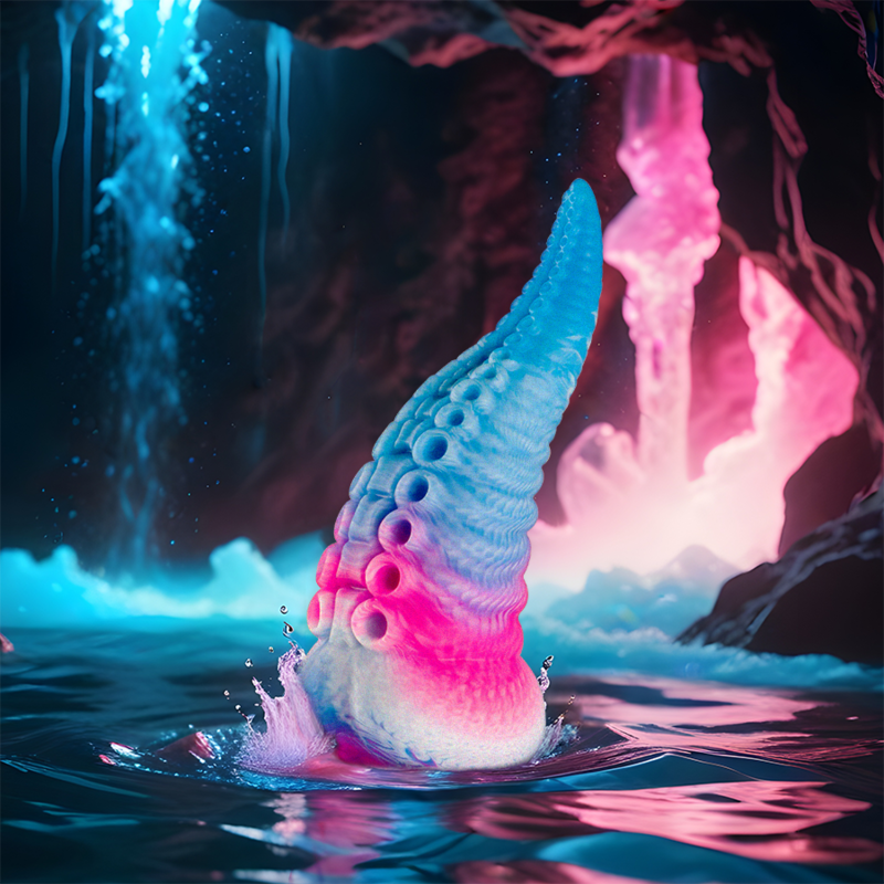 Dildo blu con tentacoli EPIC, grande, dettagli realistici e texture morbida, ideale per stimolazione e divertimento.