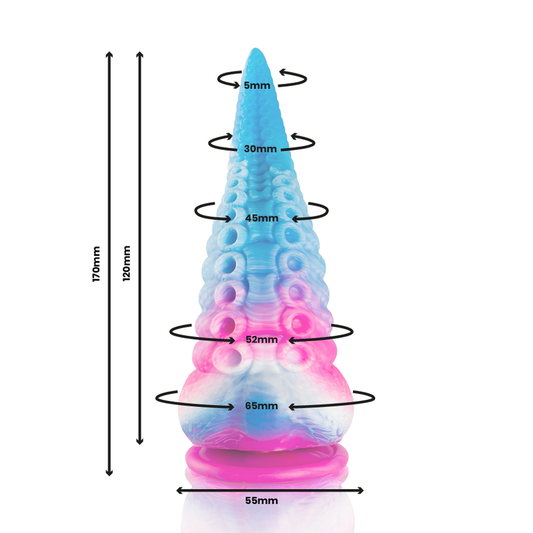Dildo EPIC con tentacoli blu, dimensione piccola, dettagli realistici, materiale morbido e sicuro per il piacere.