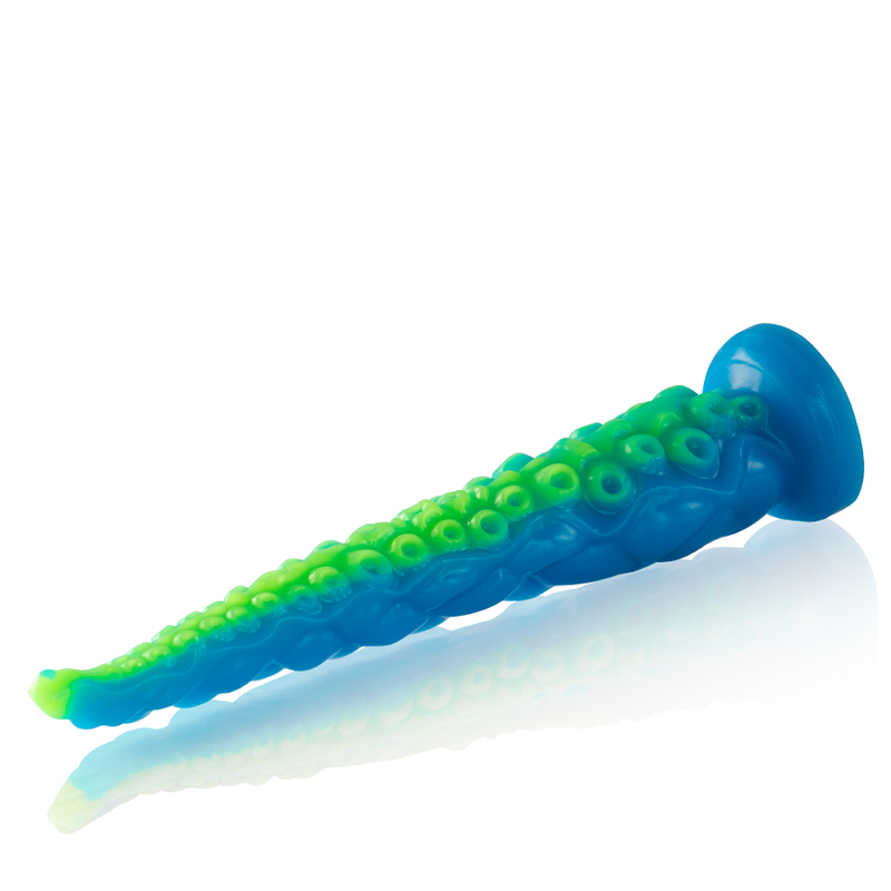 Dildo fluorescente EPIC con tentacoli sottili di Scylla, grande dimensione, superficie luminosa e dettagli realistici