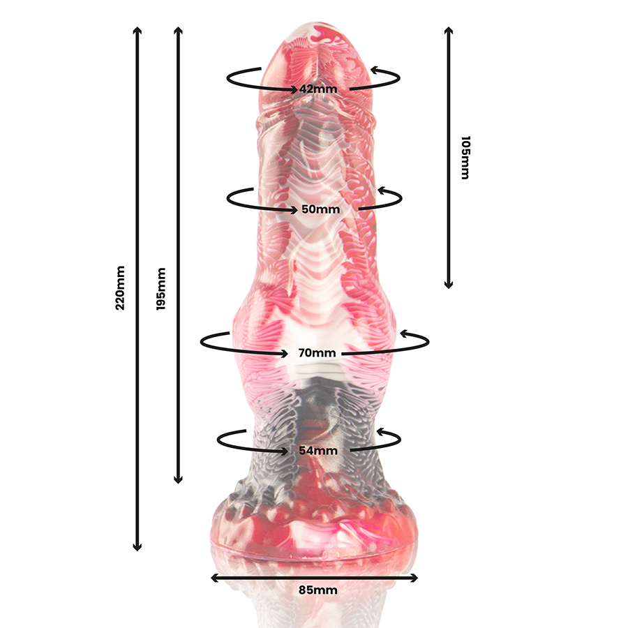 Dildo EPIC Helios con calore e estasi dei testicoli, design realistico e dettagliato, materiale morbido e flessibile.