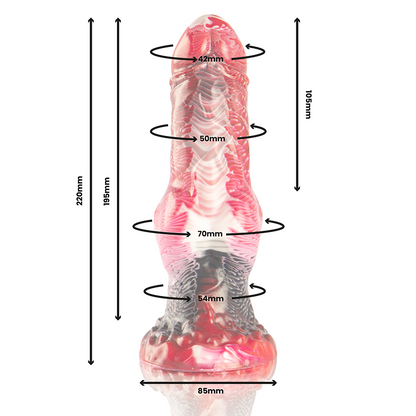 Dildo EPIC Helios con calore e estasi dei testicoli, design realistico e dettagliato, materiale morbido e flessibile.
