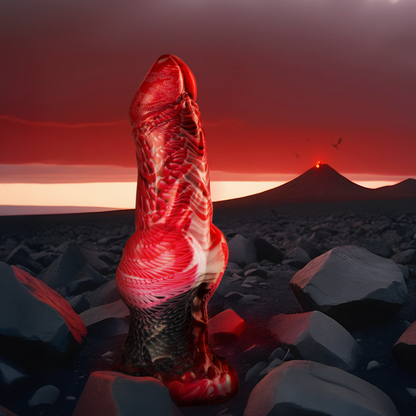 Dildo EPIC Helios con calore e estasi dei testicoli, dettagli realistici e design ergonomico in immagine.