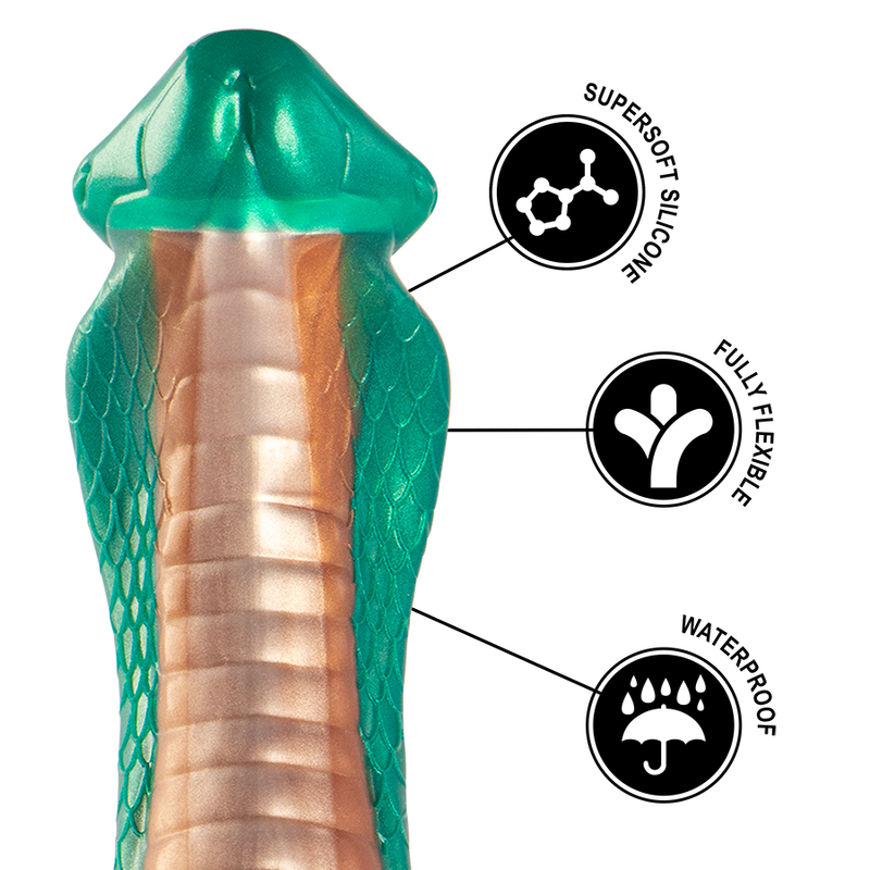 Dildo EPIC Pitone Cobra Verde, dettagliato con finitura verde brillante, realizzato in materiale morbido e realistico.