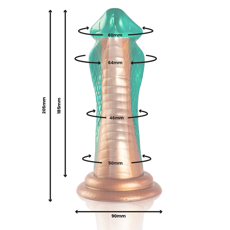 Dildo EPIC Pitone Cobra Verde in silicone con dettagli realistici, texture a squame e forma ergonomica per piacere.