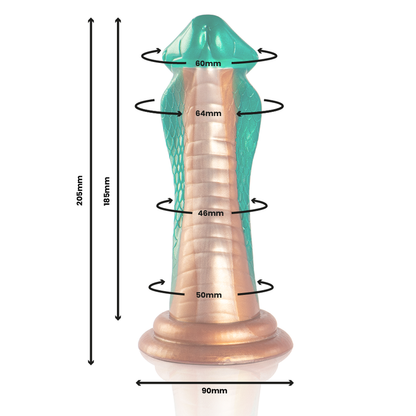 Dildo EPIC Pitone Cobra Verde in silicone con dettagli realistici, texture a squame e forma ergonomica per piacere.
