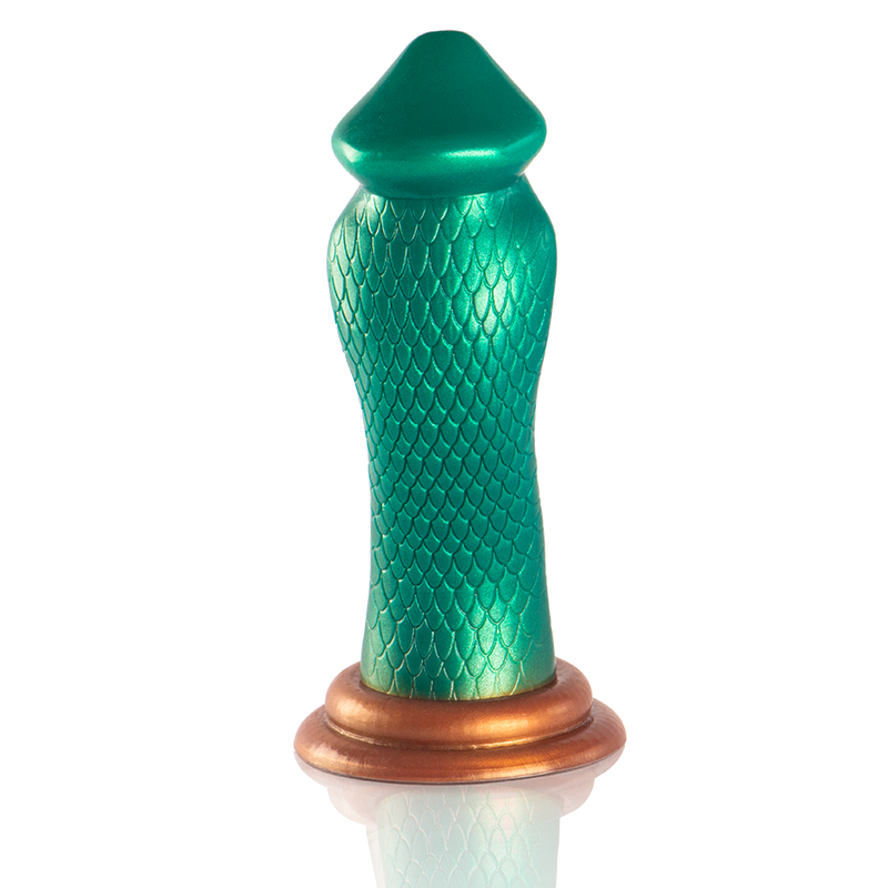 Dildo Epic Cobra Verde in silicone con dettagli realistici e forma pitone, per esperienze di piacere intense e naturali.