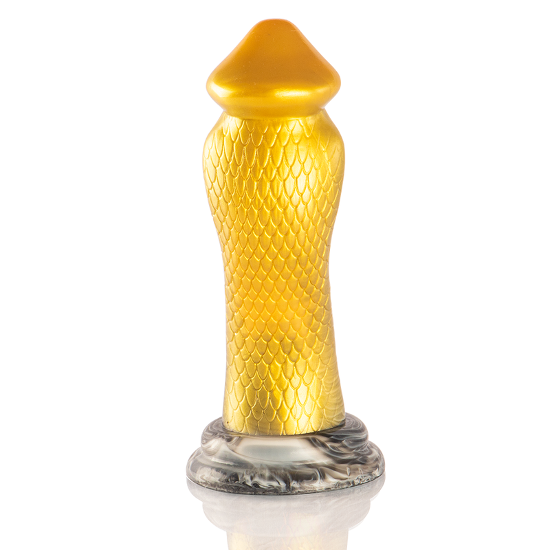 Dildo giallo DRAKON EPIC con forma di cobra, dettagli curvi e avvolgenti, realizzato in materiale sicuro e realistico.