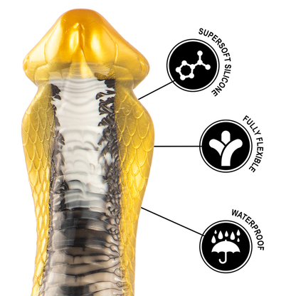 Dildo giallo Cobra EPIC Drakon con dettagli realistici, realizzato in materiale morbido e resistente, visibile in immagine.