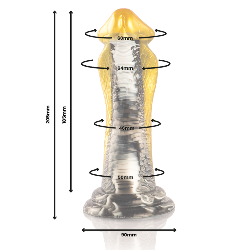Dildo giallo a forma di cobra EPIC Drakon, dettagli realistici e superficie liscia, ideale per piacere personale