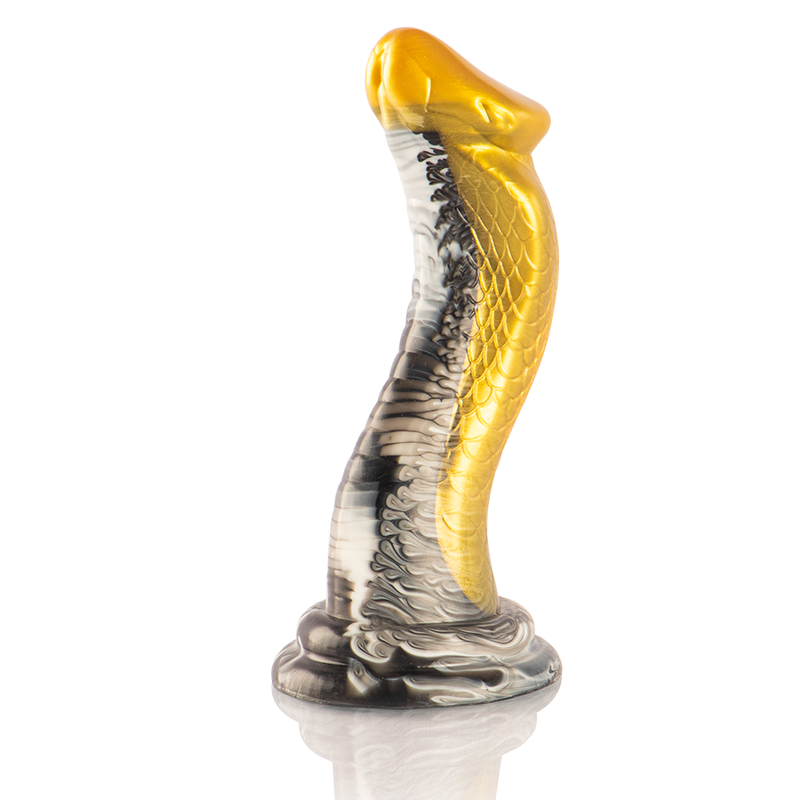 Dildo giallo Drakon di EPIC, design realistico a forma di cobra, dettagliato e colorato, con superficie liscia e ergonomica.