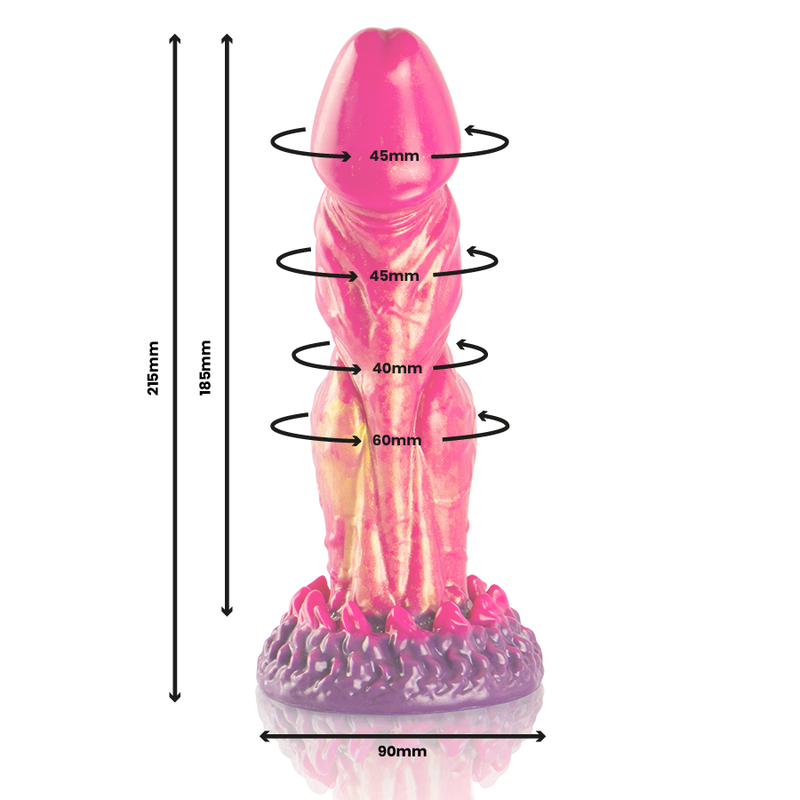 Dildo Cerbero mitologico EPIC, design dettagliato e realistico in silicone, colore nero, per uso intimo e adulti.