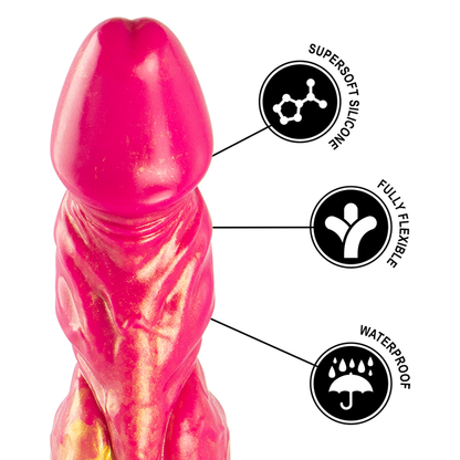 Dildo Epic Cerberus con design mitologico, dettagli realistici e superficie liscia, prodotto per il piacere femminile.