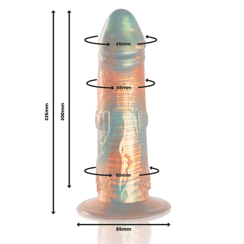 Dildo EPIC Talos di potenza e piacere, in silicone nero, con forma anatomica e superficie liscia, visibile in primo piano.