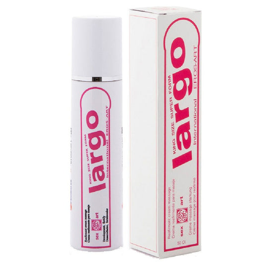 Crema lunga EROS-ART per l'ingrandimento del pene, flacone da 50 ml, in confezione con tubo e etichetta.