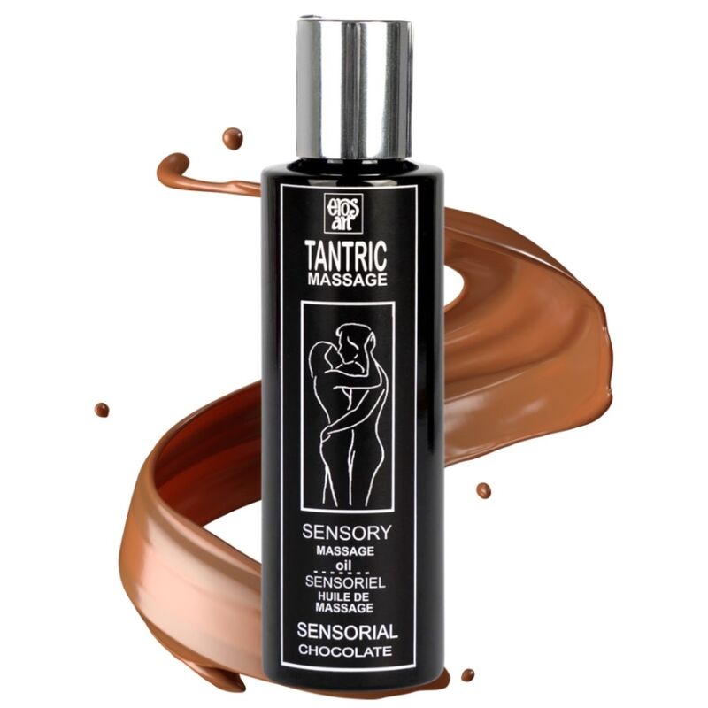Olio da massaggio erotico EROS-ART al cioccolato, naturale e afrodisiaco, bottiglia da 100 ml, con etichetta elegante