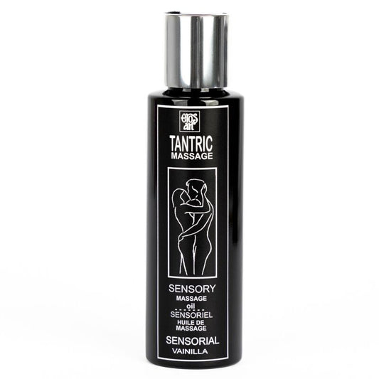 Olio da massaggio tantrico naturale EROS-ART con aroma di vaniglia afrodisiaca, bottiglia da 100 ml, fluido e vellutato.
