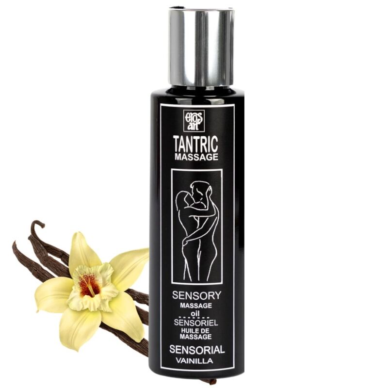 Olio da massaggio tantrico naturale EROS-ART con aroma di vaniglia afrodisiaca, bottiglia da 100 ml.