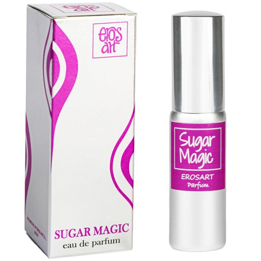 Profumo EROS-ART Magico dello Zu Cchero da 20 cc, bottiglia con etichetta colorata e design elegante.