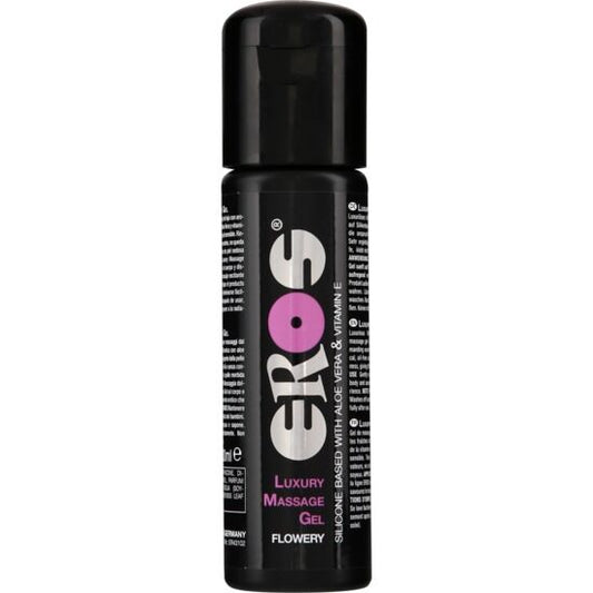 Gel da massaggio ai fiori di lusso EROS CLASSIC LINE, flacone da 100 ml con etichetta elegante e dettagli floreali