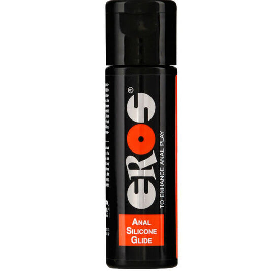 Lubrificante anale al silicone EROS Classic Line, flacone da 30 ml, con etichetta e tappo, in primo piano su sfondo neutro.
