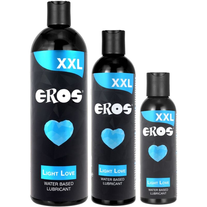 Gel lubrificante EROS XXL Light Love a base acqua, 150 ml, della linea classica EROS, visibile nella bottiglia trasparente.